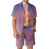 BONSIR  -  Ombre Print Men Sets Neon Orange Pink Casual Shorts Vacation Shirt Set Summer Hawaii Design Suit Short Sleeve Oversized Clothing