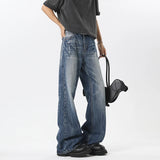 BONSIR  -  Men's Jeans American Style High Waist Wide Leg Loose Slimming Draping Scythe Pants Straight Denim Pants Black Jeans Men Clothing