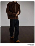 BONSIR  -  Coffee autumn velvet stand collar jacket men's American retro work jacket loose casual  top trendy