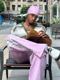 Bonsir Men's V-neck Long Sleeved Striped Plush Cardigan Casual Comfortable Harajuku Loose Sweater 2024 Autumn New Male High Street Tops