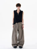 BONSIR  -  Old Qian style pleated wide-leg pants versatile body three-dimensional belt straight-leg pants men's trousers trousers