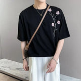 Bonsir T Shirts for Men New Summer French Short Sleeve HipHop Embroidery Solid Color O-Neck Shirt Men Clothing Mens Streetwear Top Tees