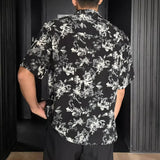 BONSIR  -  Summer New Men's Printed Short Sleeve Shirt Retro Fashion Casual Trend Loose Lightweight Breathable Beach Vacation Men Tops