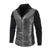 Bonsir Mens Shirts Sequins Performance Casual Shirts Streetwear Fashion Nightclub Youth Niche Tops Old Money Men'S Clothing New