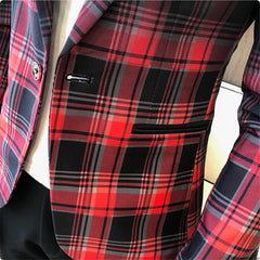 Bonsir Spring New Colorblock Plaid Blazer Men Slim Casual Man Blazers Wedding Business Party Clothing Dress Coat Blazer M-3XL