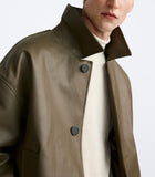 BONSIR  -  Men's Spring and Autumn New Fashion Casual Imitation Leather Lapel Jacket, Solid Color Single Breasted Loose PU Leather Jacket