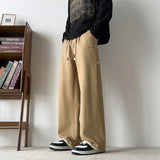 BONSIR  -  Men's Straight Pants Autumn Spring American Style Loose Straight Overalls Soft Casual Pants Korean Style Solid Color Trousers