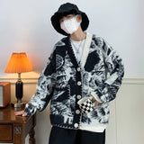 Bonsir Asymmetrical Cardigan Men Single Breasted Loose Korean Style Hipster High Street Stylish Simple All-match Handsome Popular Chic