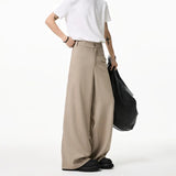 BONSIR  - Khaki Suit Pants Men Fashion Society Mens Black Dress Pants Korean Loose Wide Leg Pants Mens Office Formal Trousers M-3XL