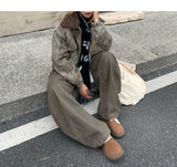 BONSIR  -  American High Street Waed Wide Leg Straight Cut Jeans Men Women Vintage Street Faion Loose Casual Trousers
