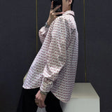 Bonsir Mens Shirt Love Print Casual Shirt Autumn American Retro Light Streetwear Versatile Campus Long-Sleeve Top Men'S Clothing