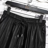 BONSIR  -  Summer New Loose Two Piece Set Men's Short-sleeved T-shirt Drawstring Pants Korean Wrinkle Sports Casual Suit Trend Men Clothes