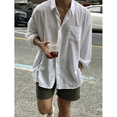 Bonsir Unisex Oversized Linen Shirt Coat Men's Long Sleeve Casual Loose Fit Fashion Japanese Korean Style Sun Protection Clothing