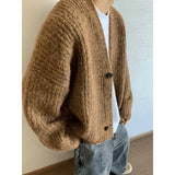 BONSIR  -  American fashion brand high-end sweater jacket Maillard retro wool cardigan knitted top men jersey for women