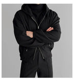 BONSIR  -  Maillard casual sports suit men's spring and autumn heavy hooded sweatshirt cardigan splicing