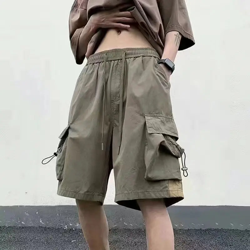 Bonsir Summer Men's Clothing Casual Thin Hong Kong Breeze Sports Trend Korean Version Solid Color Loose All-match Handsome Cargo Shorts