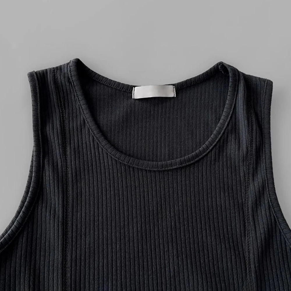 Bonsir Mens Stretch Knit Vest Genderless 2024 New Fitness Sports Tight Breathable Sweat-Absorbent Solid Color Tank Top Unisex