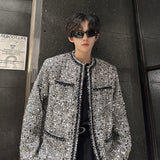 Bonsir Korean Fashion Shiny Sequin Jacket Sliver Round Collar Long Sleeve Jackets Coats Autumn New Ladies Gentleman High Street