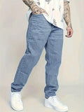 BONSIR  -  [Light Wash Denim Jeans] Light Wash Denim Men's Classic Straight-Leg Jeans - Cotton Blend, Non-Stretch, All-Season Comfort, Stre