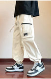 BONSIR  -  Army Green Cargo Pants Men Autumn Korean Streetwear Men's Harajuku Loose Straight Workwear Trousers New Wide-leg Baggy Pants Man