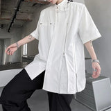 Bonsir Mens Shirts Zipper Button Decoration Shirts Fashion Personality Streetwear Casual Youth Trend Versatile Tops Men'S Clothing
