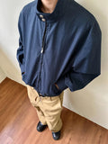 BONSIR  -  American retro blue jacket men's spring and autumn high-end short loose stand-up collar jacket