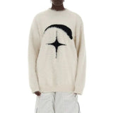 Bonsir Men Casual Knitted Sweater New Autumn Winter Genderless Street Soft Four-Pointed Star Pattern Loose Couple Loose Top Unisex