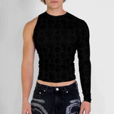 Bonsir Mens Y2k Sleeveless Stitching Long-Sleeve Design T-Shirt Streetwear Personality Niche Trend Plain Top Men'S Clothing
