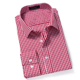 BONSIR  -  Spring Summer Mens Plaid Shirts Fashion Men Long Sleeve Cotton Plaid Shirt Tees Casual Men Breathable Formal Tops Shirt Clothing