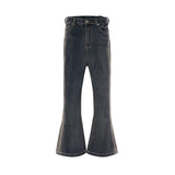 Bonsir RO Style Gradient Washed Sashes Flare Jeans Unisex Streetwear Baggy Y2K Bell-bottoms Harajuku Loose Casual Denim Trousers