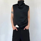 Bonsir Mens Casual Y2k High Collar Vest Spring New Genderless Gym Temperament French Streetwear Solid Color Simple Tank Top Unisex