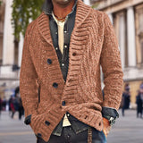 BONSIR  -  Autumn Winter New Fashion 2025 Men's Casual Trendy Loose Long Sleeve Turn-down Collar Single-breasted Knitted Sweater Coat Male