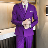 Bonsir 10 Color 2 Peices Sets Dress Suits Men ( Blazer + Pants) Wedding Stage Wear Double Breasted Formal Suit Costume Homme 6XL-M