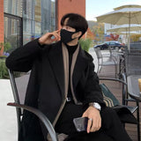 Bonsir Winter Men Black Thick Woolen Trench Coats Korean Style High Quality Male Casual Trenchcoat Men's Streetwear Windbreaker