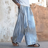 BONSIR  -  Men Striped Pants Elastic Waist Loose Joggers Wide Leg Trousers Men Streetwear 2025 Oversize Fashion Casual Long Pants