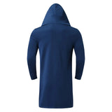 BONSIR  -  Fashion Men Hooded Poncho Loose Clothes Autumn Winter Mid-length Solid Punk Long Sleeve Coat Thicke Warm Cardigan Man Cloak
