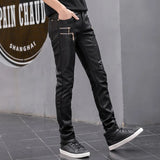 Bonsir New Riding Leather Pant Fashion Zipper Desgin Slim Fit Faux Leather Pants High Quality Men Casual Skinny Pants Streetwear