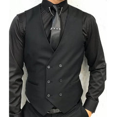 Bonsir Formal Sleeveless Men Vest with Double Breasted One Piece Black Male Suit Waistcoat Custom Wedding Tuxedo Waist Fashion Coat