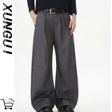 BONSIR  -  Pleated scimitar trousers for men in spring and autumn new trendy brand high-end loose straight trousers draped casual pants