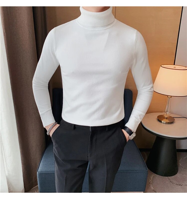 Bonsir New Fall/Winter Male Sweaters High-Necked Knitwear Shirt British Style Casual Business Pullover Men Casual Sweaters S-4XL