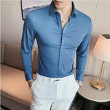 Bonsir New No Trace Slim Fit Shirts For Men High Quality Long Sleeve Slim Fit Casual Business Shirts Formal Social Party Dress