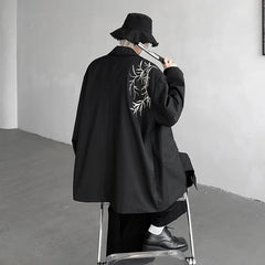 Bonsir Gentleman Embroidery Black Blazers Men Spring New Casual Oversized Blazer Jacket Korean Male Elegant Business Coat Plus Size 5XL