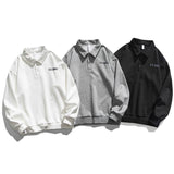 Bonsir Spring and autumn men's loose casual knitted stand-up collar sweater tide brand ins embroidery print pullover jogging casual top