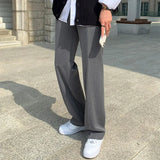 BONSIR  -  Black Gray Suit Pants Men Fashionable Social Mens Dress Pants Korean Loose Casual Straight Trousers Mens Office Formal Pants