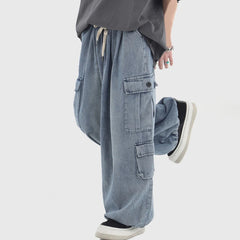 Bonsir Baggy Cargo Jeans Men Oversize Wide Leg Denim Trousers Male Cargo Pants Japanese Casual Loose Streetwear Hip Hop