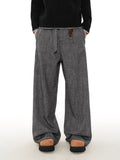 BONSIR  -  American retro old money style bamboo joint strap draped suit pants men and women spring loose straight casual trousers
