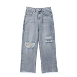 Bonsir Spring and Summer New Men's Torn Jeans Street Hip-hop Loose Wide Leg Pants Thin Fur Pants Brand Men's Clothing Ripped
