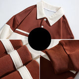 BONSIR  -  Heavy Striped Polo Collar Sweater, Male 2025 Spring Leisure American Male Top Without Hood Spring Leisure Polo Shirt