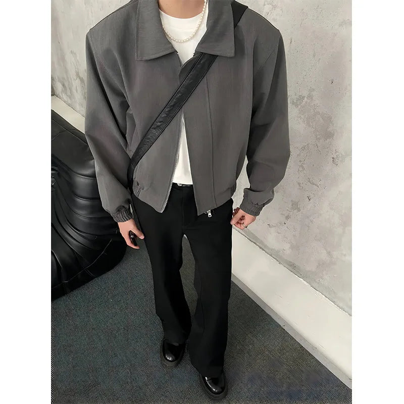 Bonsir Black padded shoulder jacket boys short, high-end men's clothing American style jacket