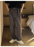 BONSIR  -  New Fashion Four Seasons Men's High Quality Suits Pants Korean Style Loose Straight  Leg Grey Trousers Male Trendy Streetwear